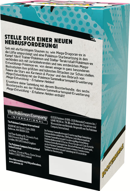 PKM – Mega-Entwicklung: Erhabene Helden – Boosterbundle (6 Booster) – DE - Racoon Cave