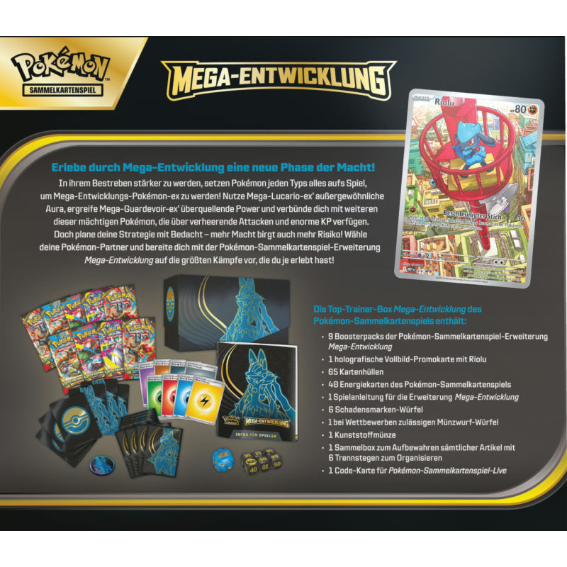 PKM – Mega-Entwicklungen – Top-Trainer-Box – Lucario – DE - Racoon Cave