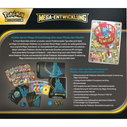 PKM – Mega-Entwicklungen – Top-Trainer-Box – Lucario – DE - Racoon Cave